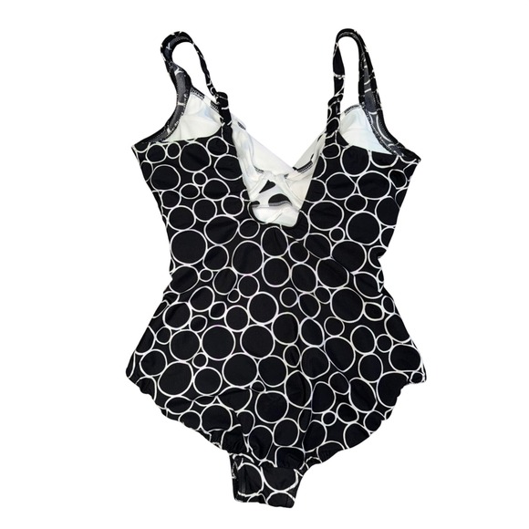 Miraclesuit Womens Polka Dot Geometric One Piece Swimsuit Black White 16 - Picture 4 of 4